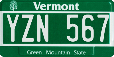 VT license plate YZN567