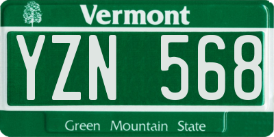 VT license plate YZN568