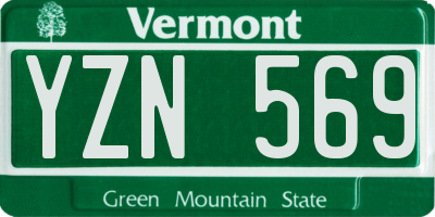 VT license plate YZN569