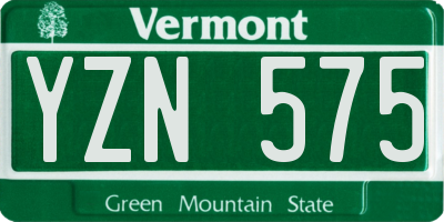 VT license plate YZN575