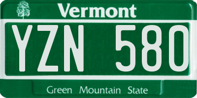 VT license plate YZN580