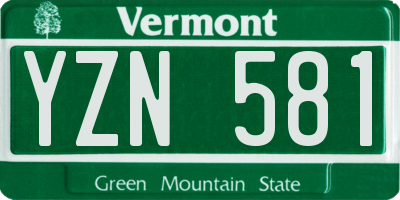 VT license plate YZN581