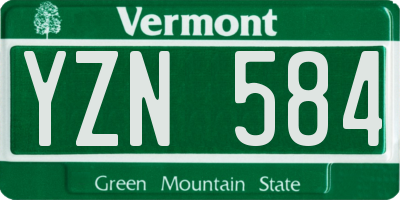 VT license plate YZN584