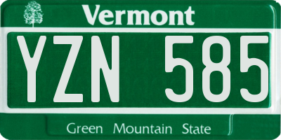 VT license plate YZN585