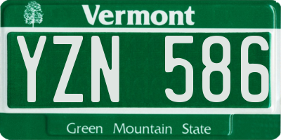 VT license plate YZN586