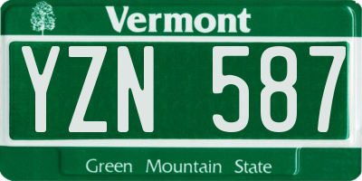 VT license plate YZN587