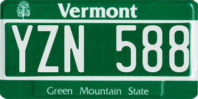 VT license plate YZN588