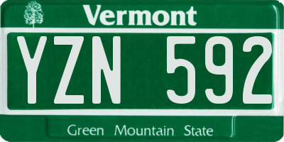 VT license plate YZN592