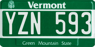 VT license plate YZN593