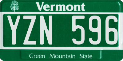 VT license plate YZN596
