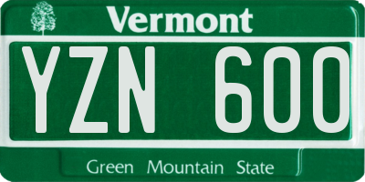 VT license plate YZN600