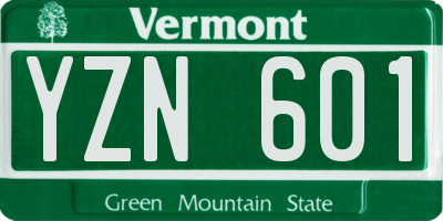 VT license plate YZN601