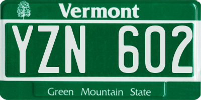 VT license plate YZN602