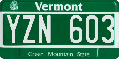 VT license plate YZN603