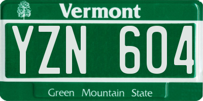 VT license plate YZN604