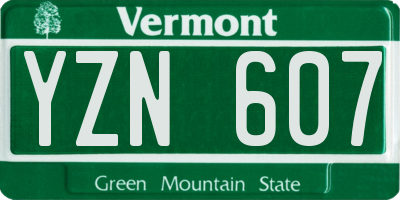VT license plate YZN607