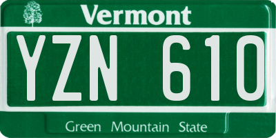 VT license plate YZN610