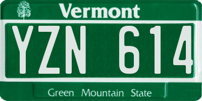 VT license plate YZN614