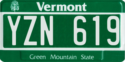 VT license plate YZN619