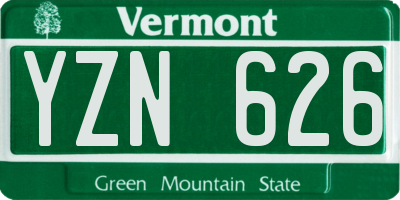 VT license plate YZN626