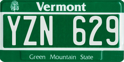 VT license plate YZN629