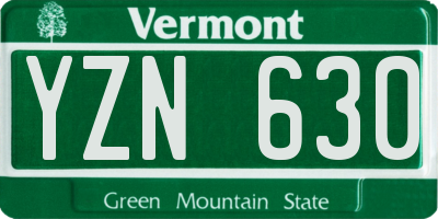 VT license plate YZN630