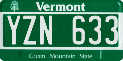 VT license plate YZN633