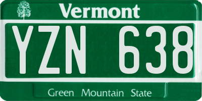 VT license plate YZN638