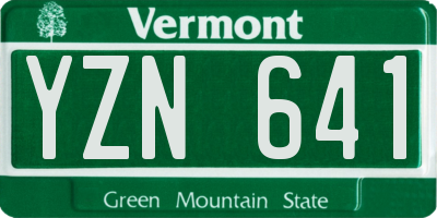 VT license plate YZN641