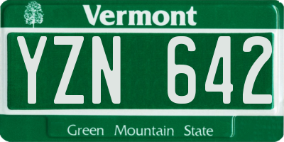 VT license plate YZN642