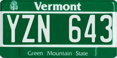 VT license plate YZN643
