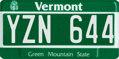 VT license plate YZN644
