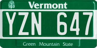 VT license plate YZN647