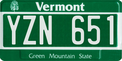 VT license plate YZN651