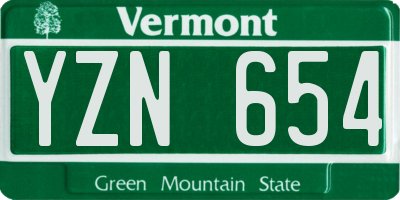 VT license plate YZN654