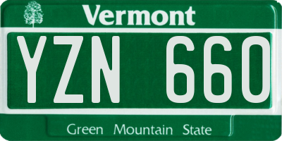VT license plate YZN660