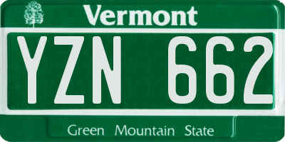 VT license plate YZN662