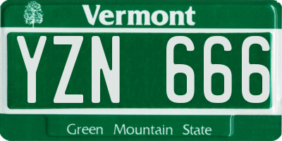 VT license plate YZN666