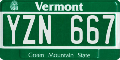 VT license plate YZN667