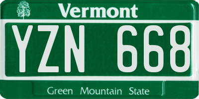 VT license plate YZN668