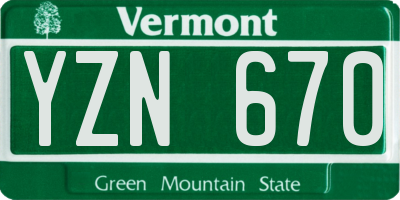 VT license plate YZN670