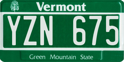 VT license plate YZN675