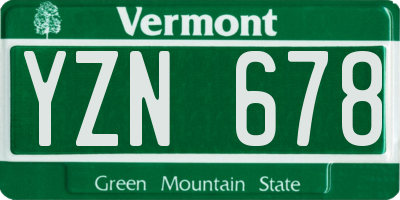 VT license plate YZN678