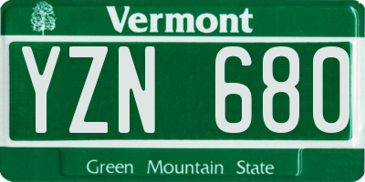 VT license plate YZN680
