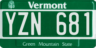 VT license plate YZN681