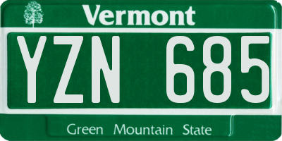 VT license plate YZN685