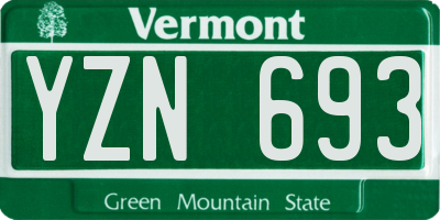 VT license plate YZN693