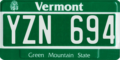 VT license plate YZN694