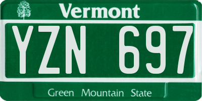 VT license plate YZN697