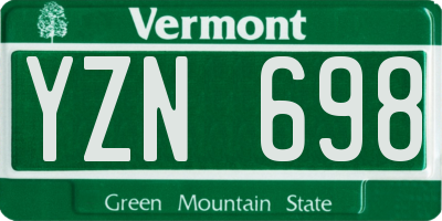 VT license plate YZN698